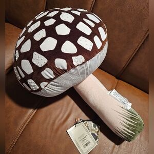 John Derian Mushroom Pillow Target 16"X13" 100% Cotton Velvet Nature Whimsical